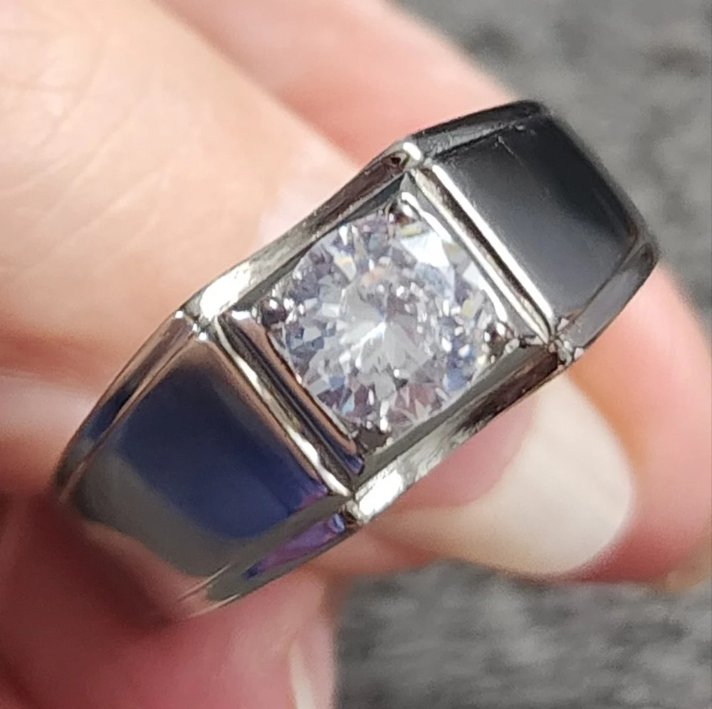 Moissanite Diamond Stainless Steel Mens Ring